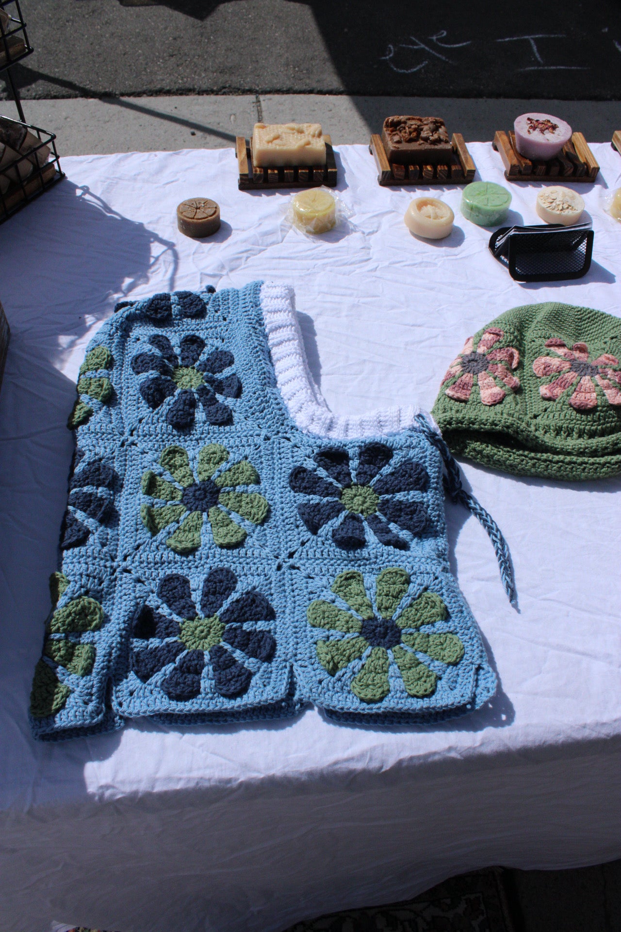 Handmade Crochet Snowboarding Hood – 100% Cotton Yarn | Retro Flower Design