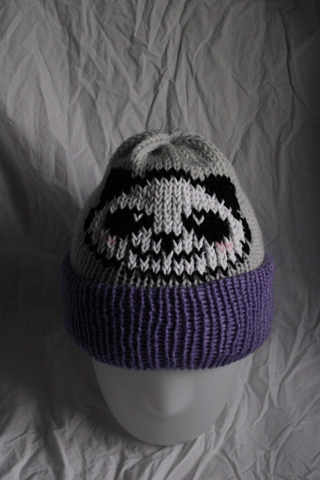 ๐ผ Panda Knit Beanie โ Handmade & One of a Kind