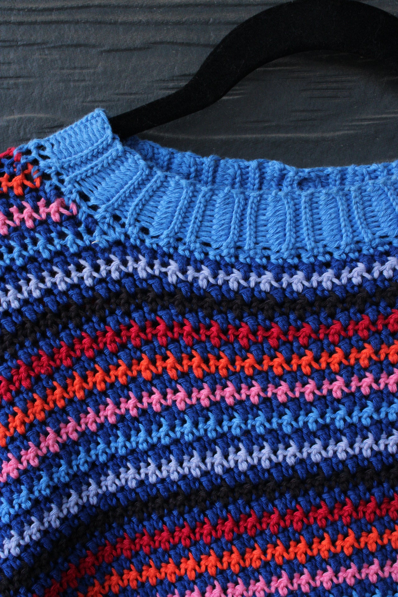 🧶🌈 Handmade Oversized Crochet Sweater – 100% Cotton (Size: Medium–Large) 🌈🧶