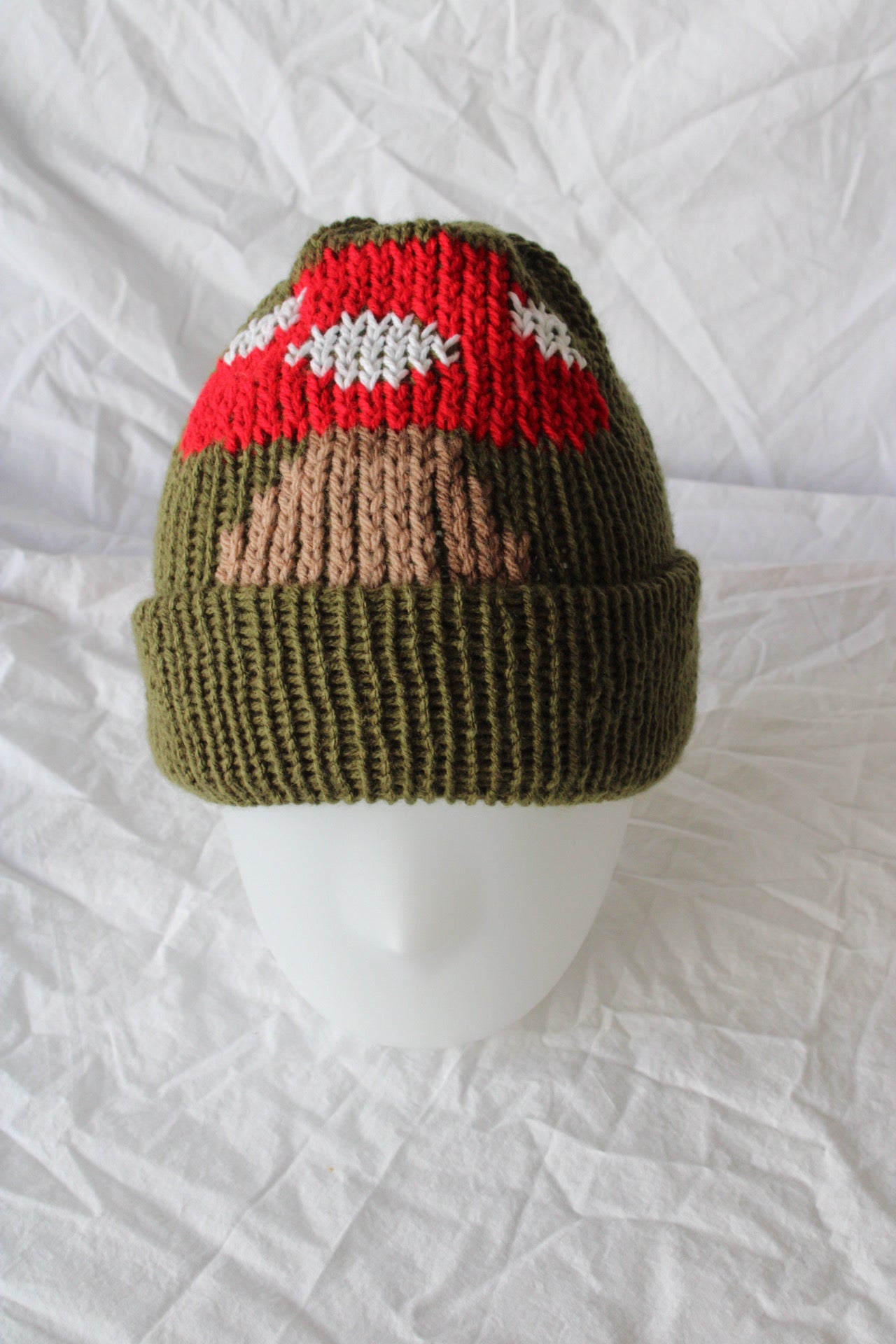 🍄 Mushroom Knit Beanie – Handmade & One of a Kind
