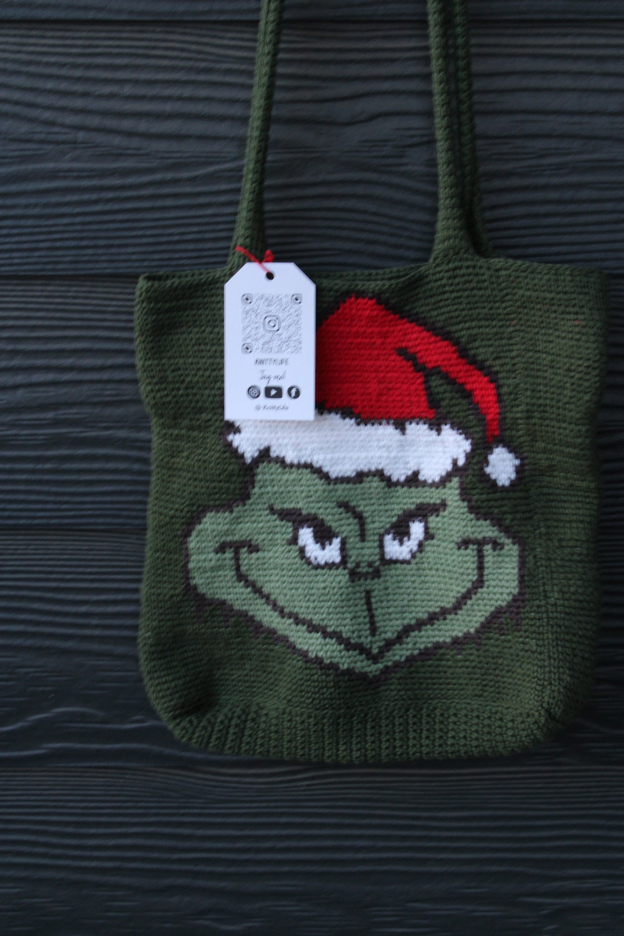 Handmade Crochet Grinch Tote Bag – Holiday Gift & Everyday Carry