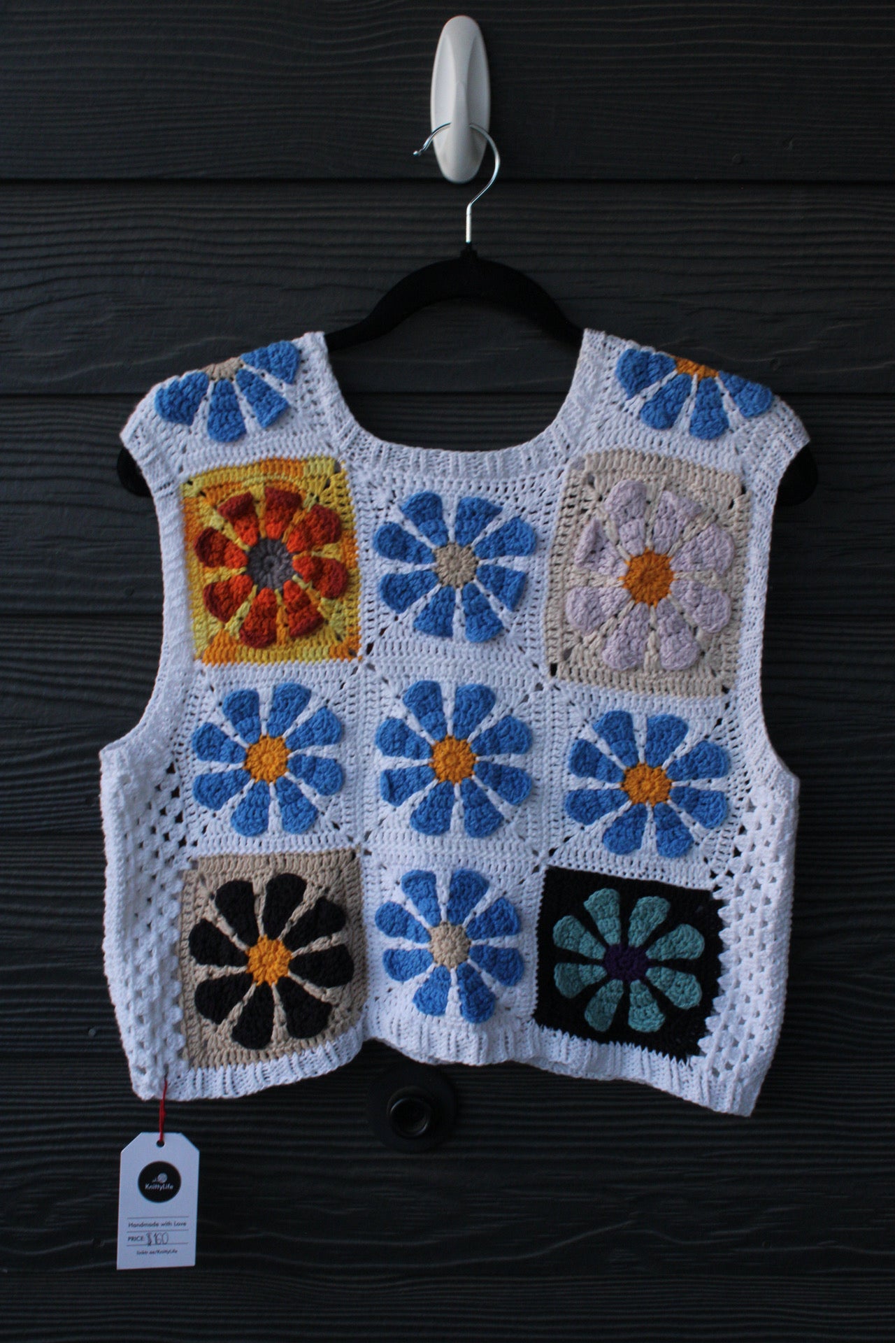 🌼✨ Handmade Crochet Flower Vest – 100% Cotton (Size: Medium) ✨🌼