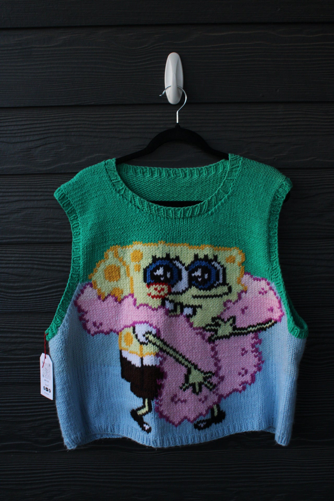 🧵✨ Handmade SpongeBob Vest (Size: Large) ✨🧵