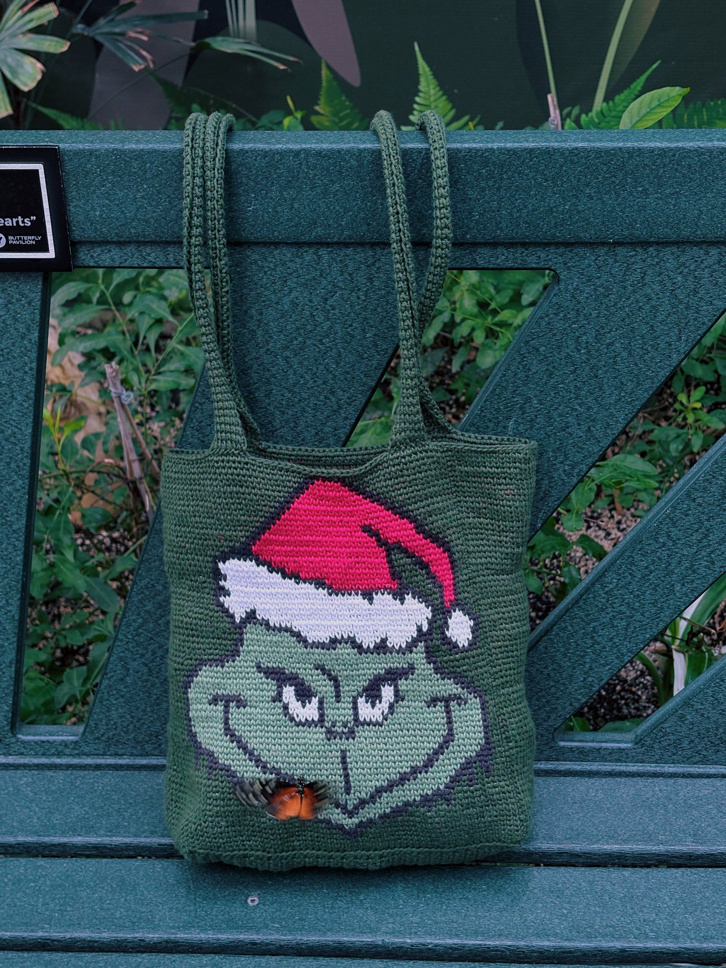 Handmade Crochet Grinch Tote Bag – Holiday Gift & Everyday Carry