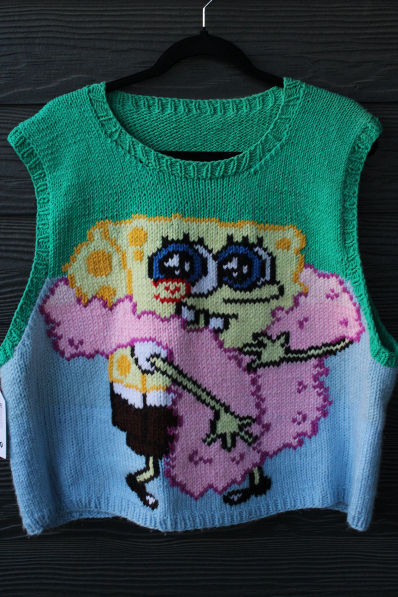 🧵✨ Handmade SpongeBob Vest (Size: Large) ✨🧵
