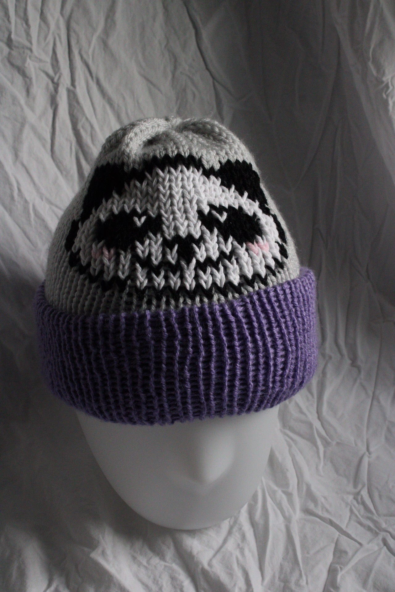 🐼 Panda Knit Beanie – Handmade & One of a Kind
