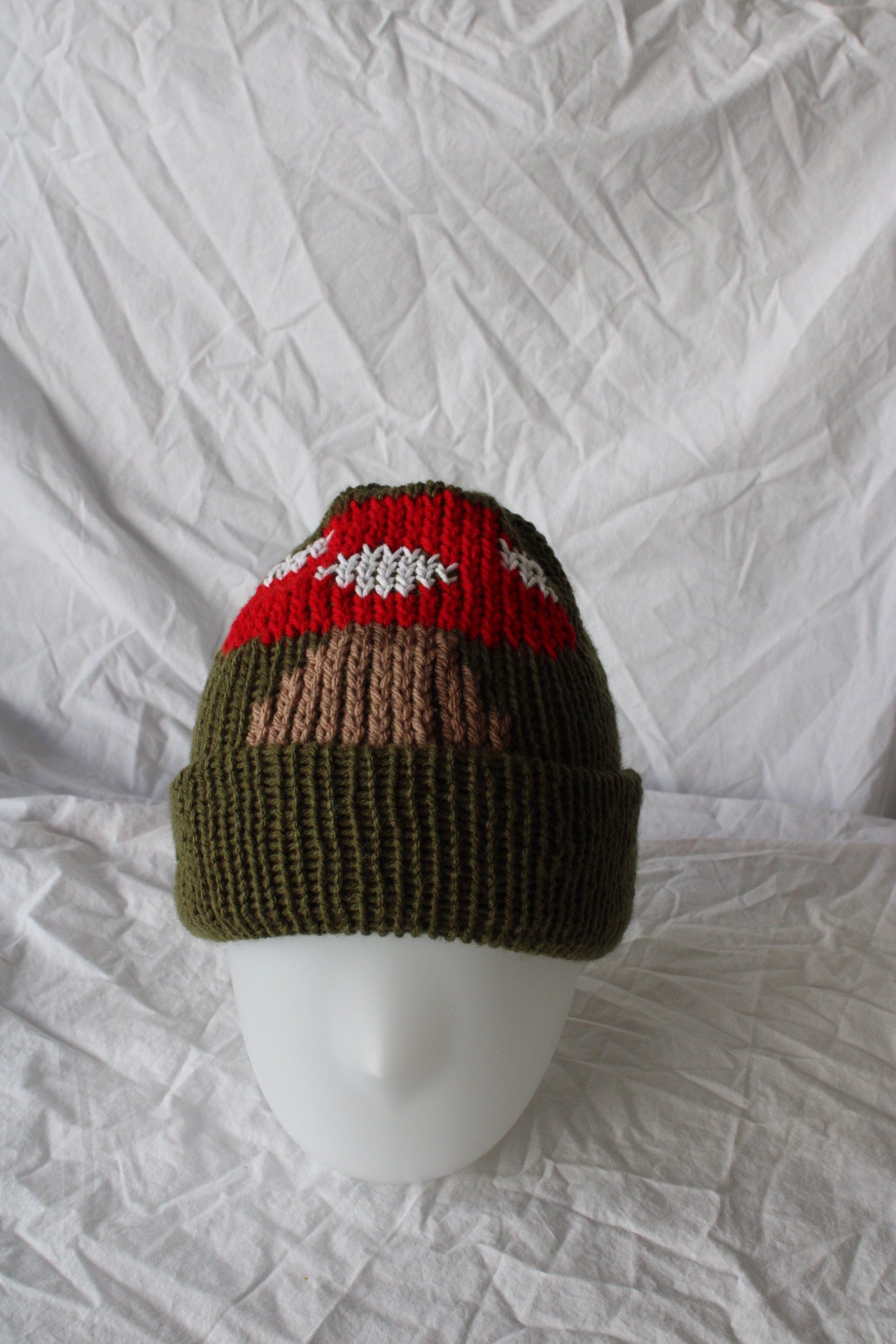🍄 Mushroom Knit Beanie – Handmade & One of a Kind