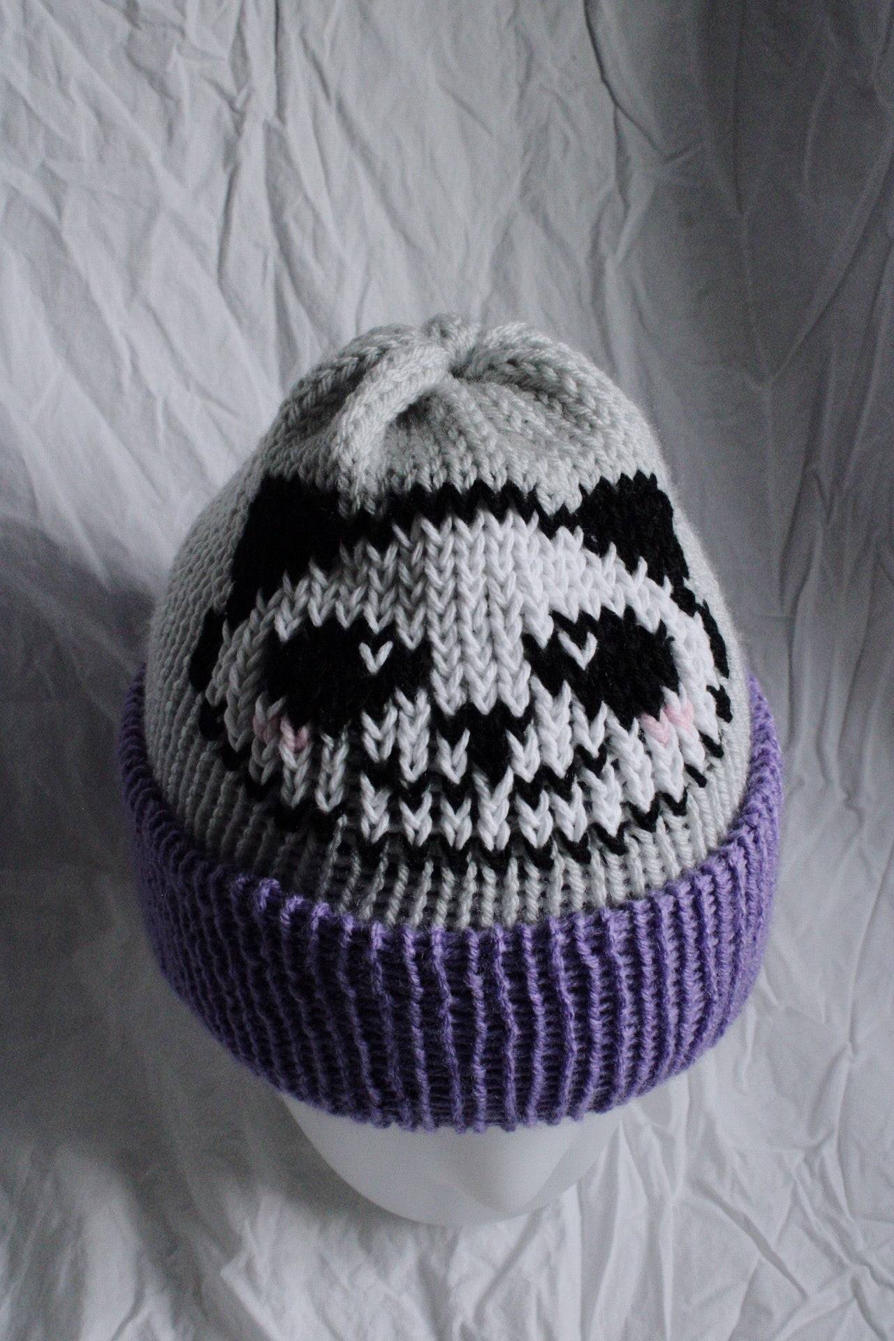 🐼 Panda Knit Beanie – Handmade & One of a Kind