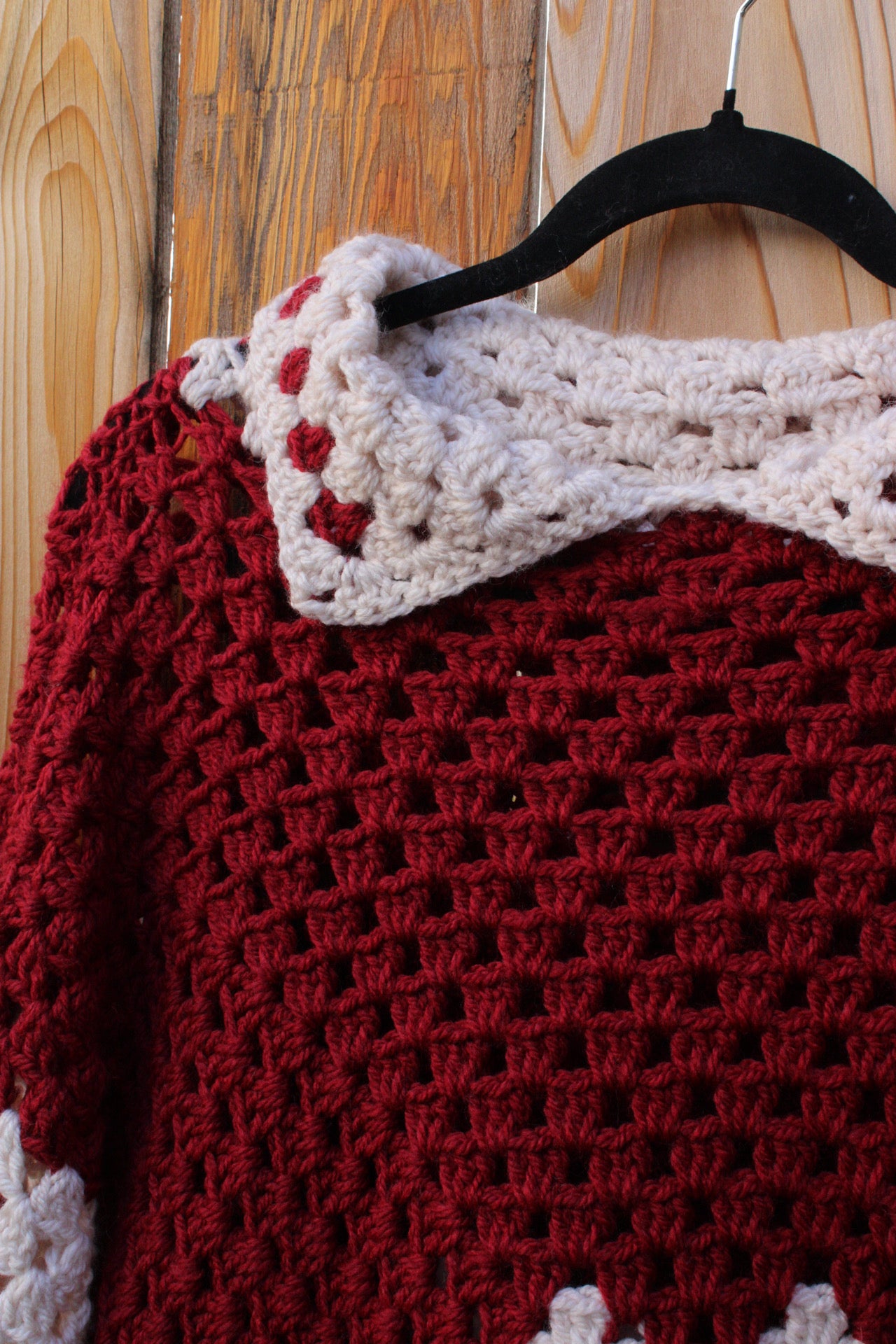 Handmade Crochet Heart Sweater – Red & Cream