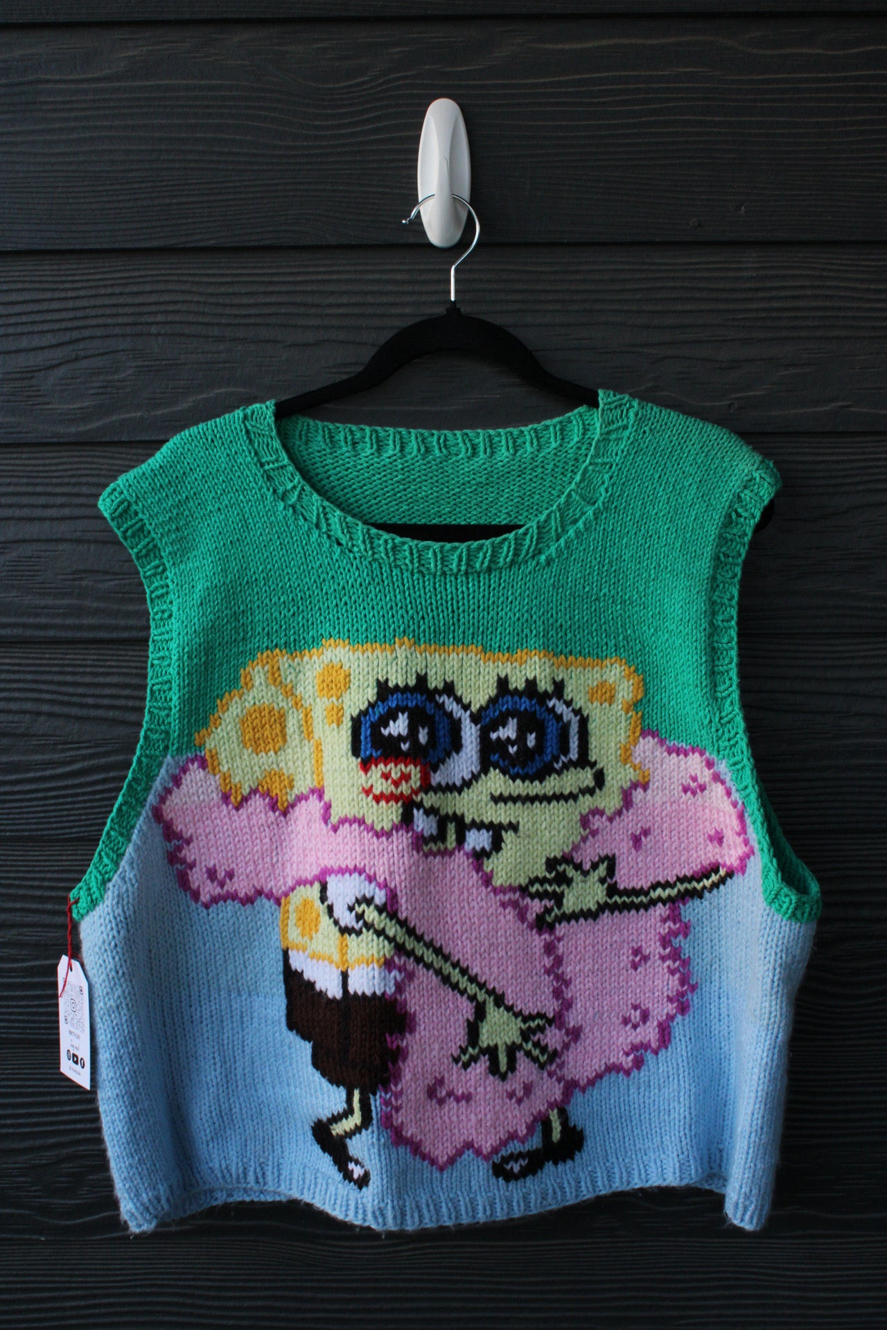🧵✨ Handmade SpongeBob Vest (Size: Large) ✨🧵