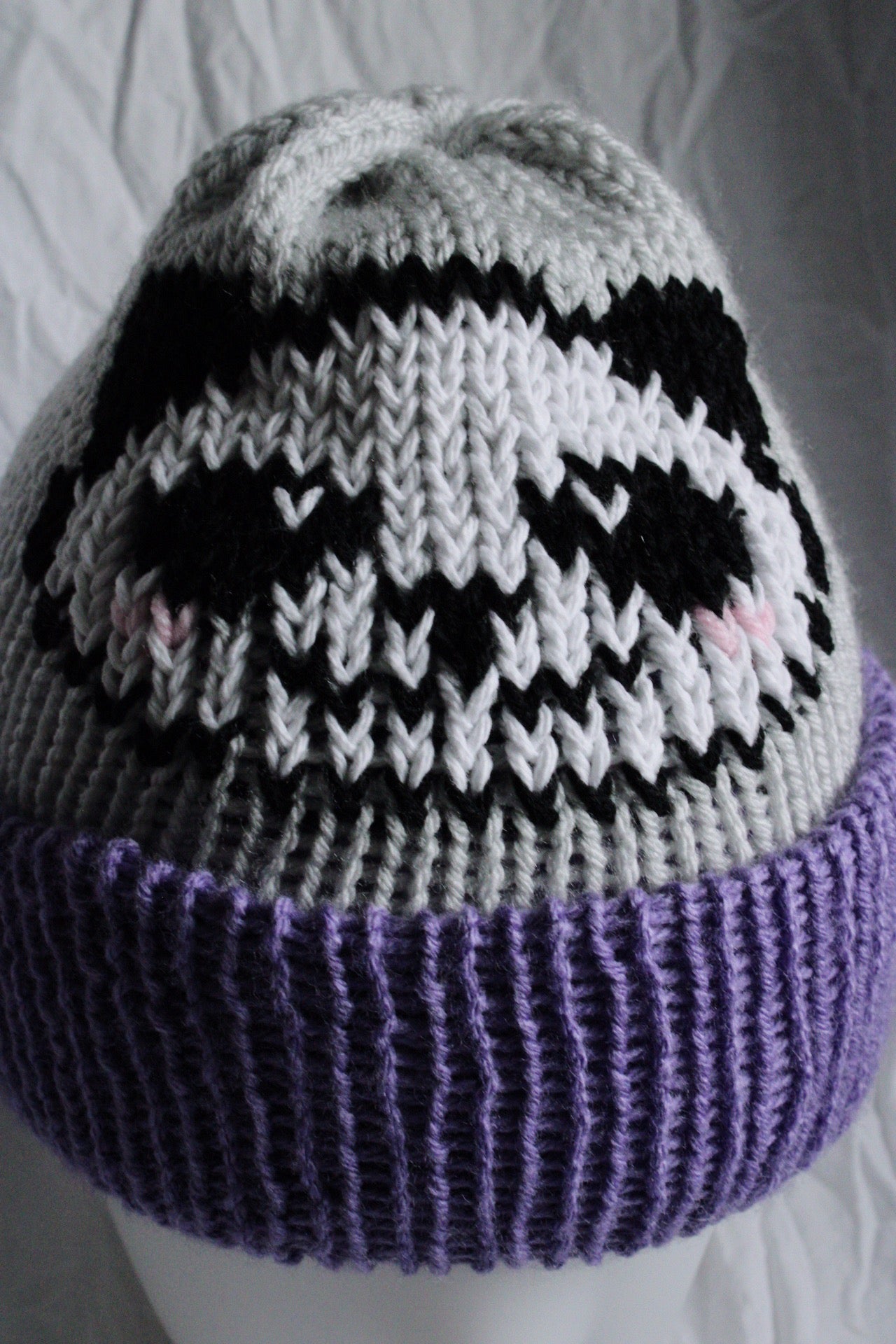 🐼 Panda Knit Beanie – Handmade & One of a Kind