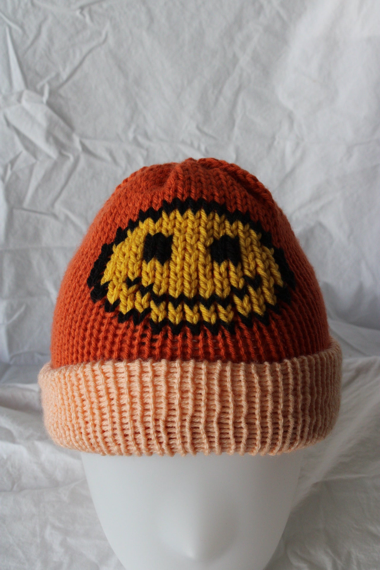 🙂 Smiley Face Knit Beanie – Handmade & One of a Kind