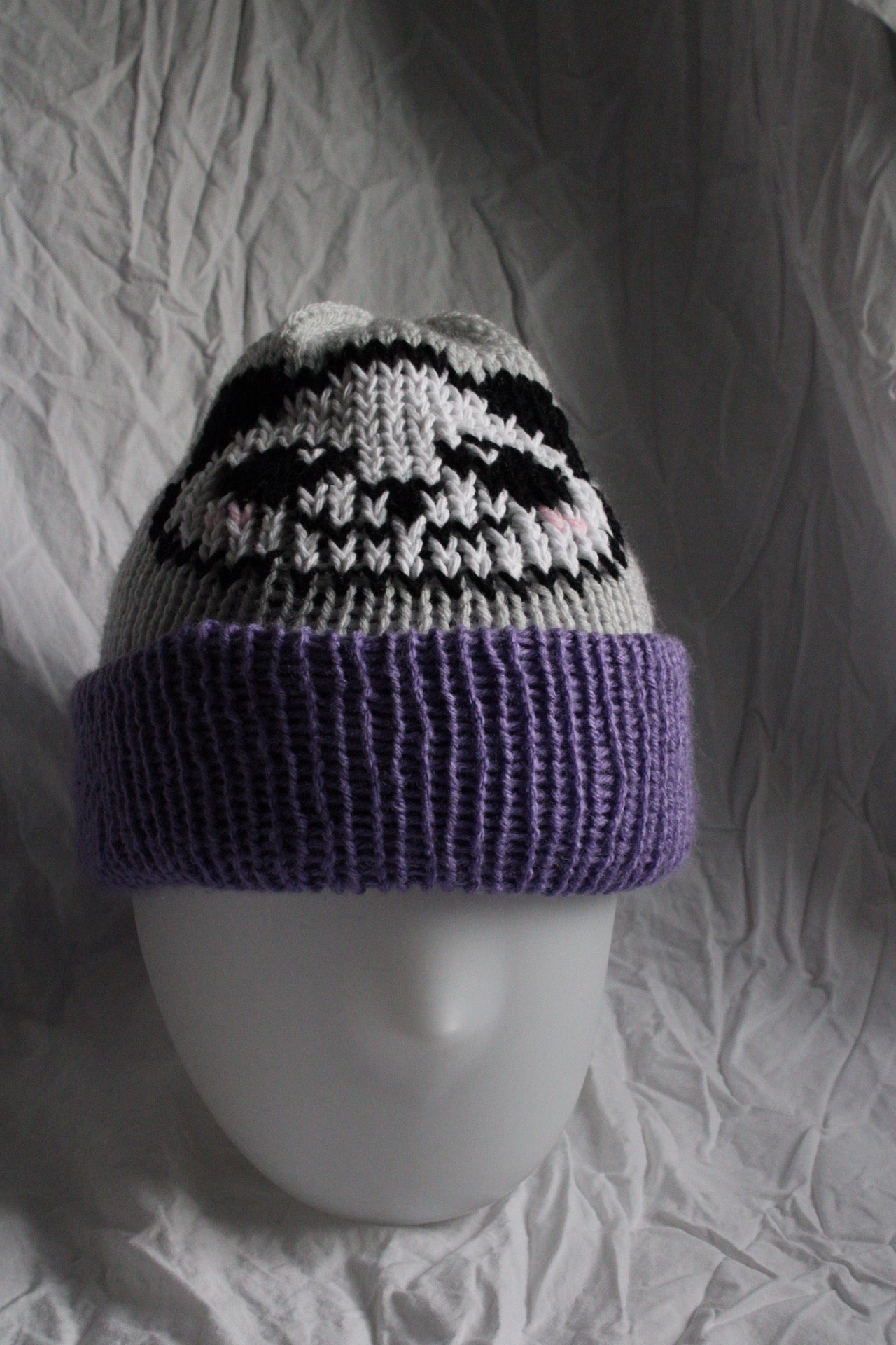 🐼 Panda Knit Beanie – Handmade & One of a Kind