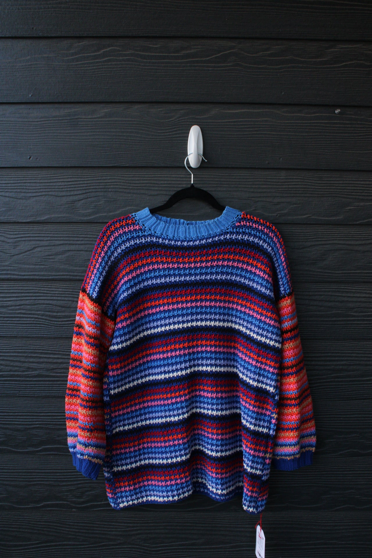 🧶🌈 Handmade Oversized Crochet Sweater – 100% Cotton (Size: Medium–Large) 🌈🧶