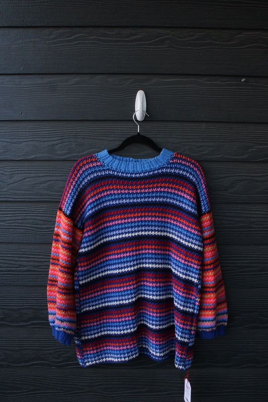 🧶🌈 Handmade Oversized Crochet Sweater – 100% Cotton (Size: Medium–Large) 🌈🧶