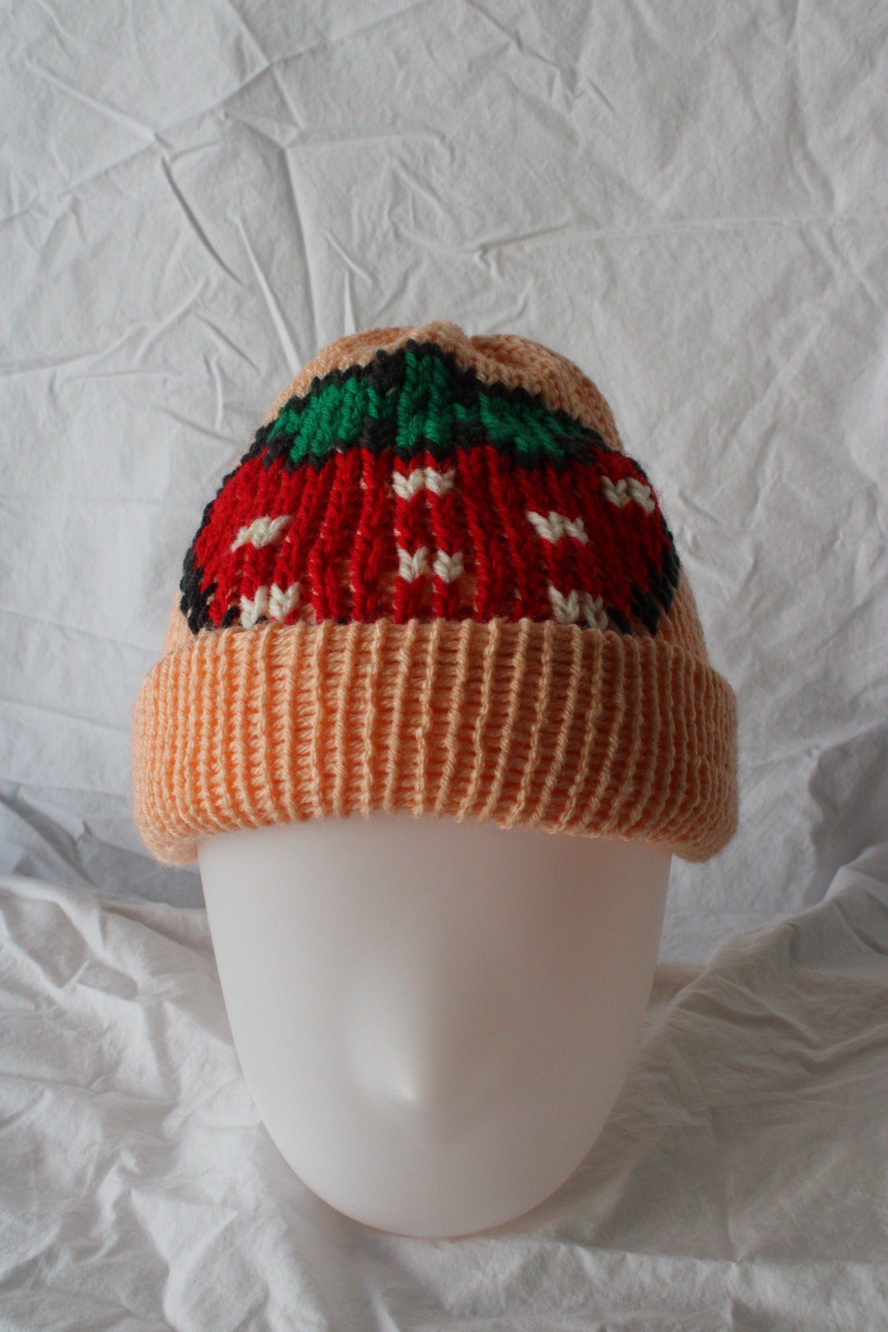 🍓 Strawberry Knit Beanie – Handmade & One of a Kind