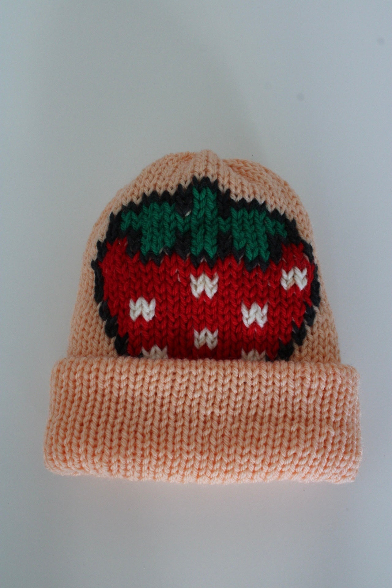 🍓 Strawberry Knit Beanie – Handmade & One of a Kind