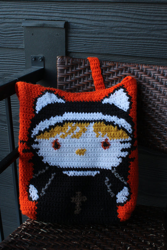 Handmade Crochet Hello Kitty Halloween Tote Bag – Spooky Cute Limited Edition