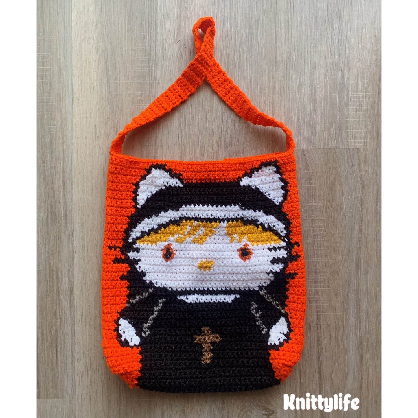Handmade Crochet Hello Kitty Halloween Tote Bag – Spooky Cute Limited Edition