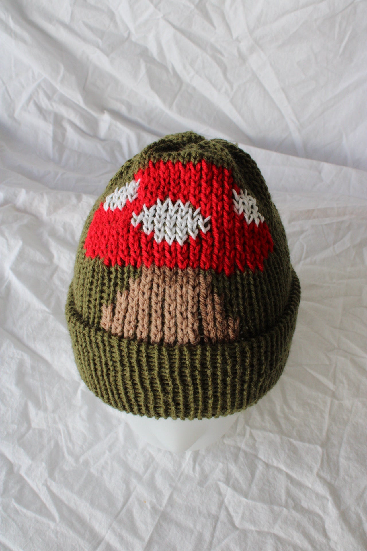 🍄 Mushroom Knit Beanie – Handmade & One of a Kind