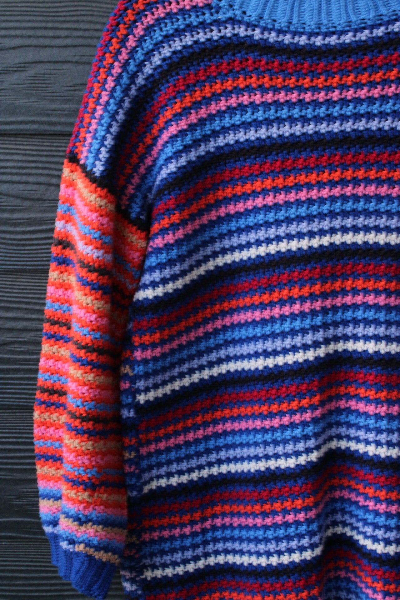 🧶🌈 Handmade Oversized Crochet Sweater – 100% Cotton (Size: Medium–Large) 🌈🧶