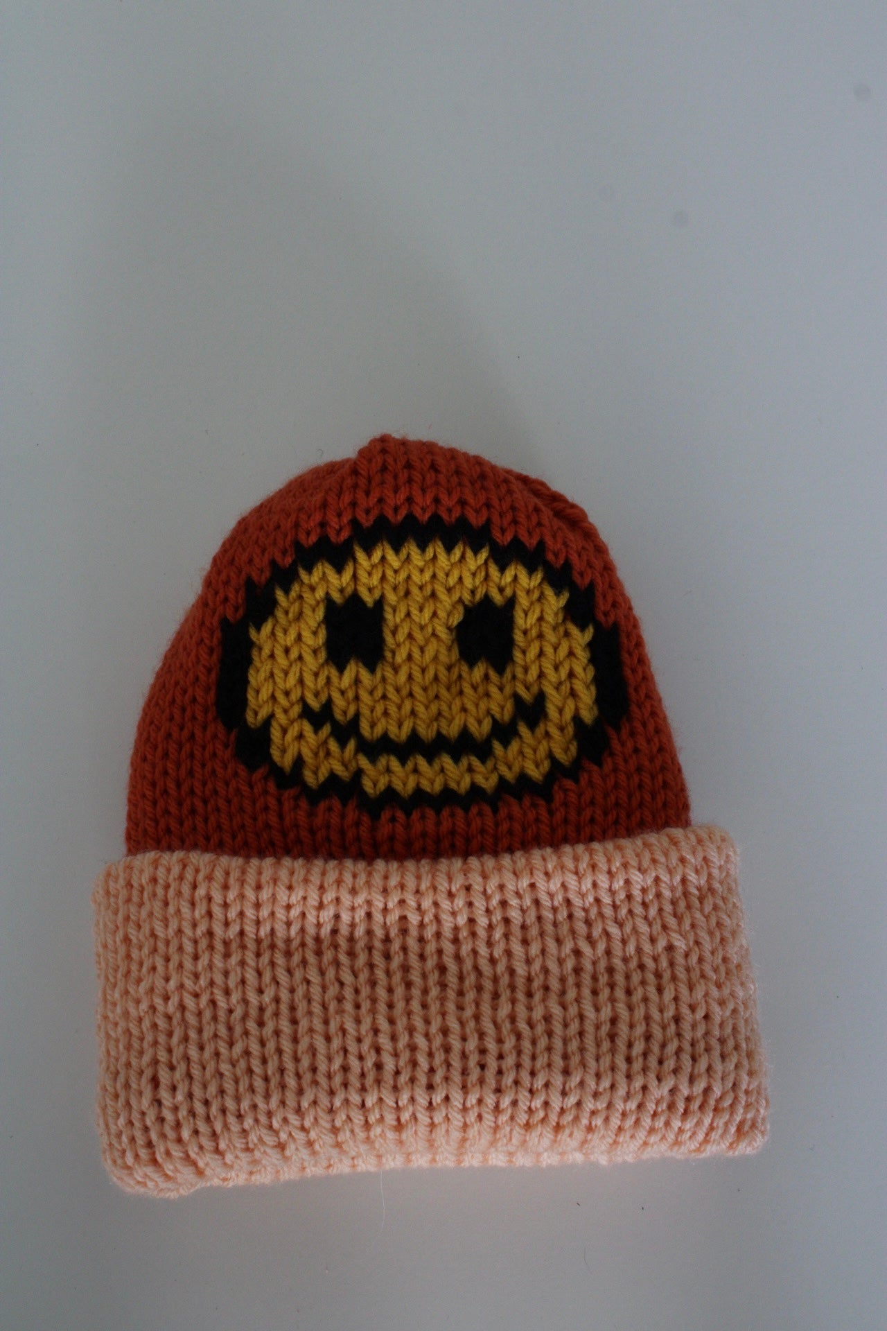 🙂 Smiley Face Knit Beanie – Handmade & One of a Kind