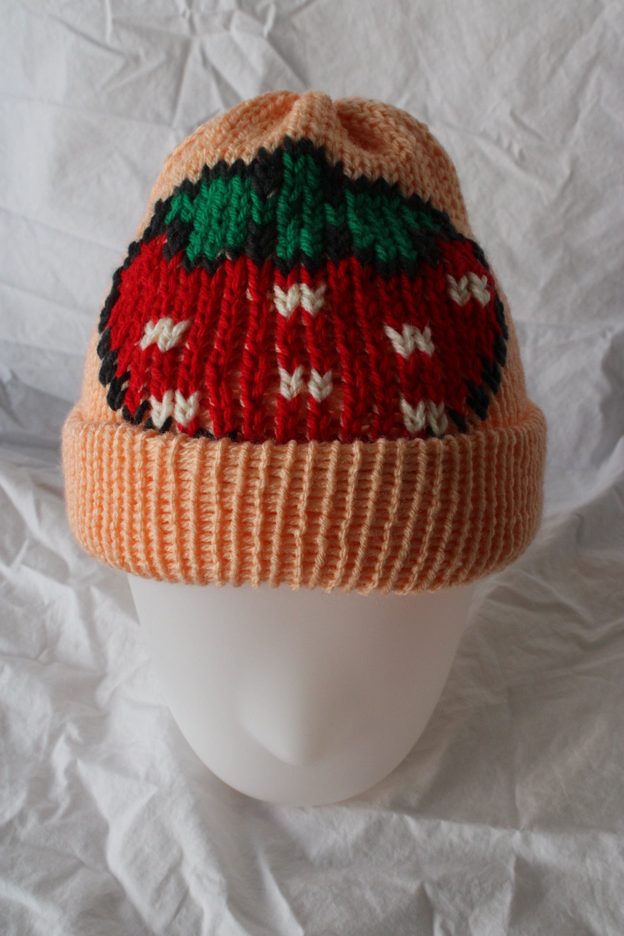 🍓 Strawberry Knit Beanie – Handmade & One of a Kind