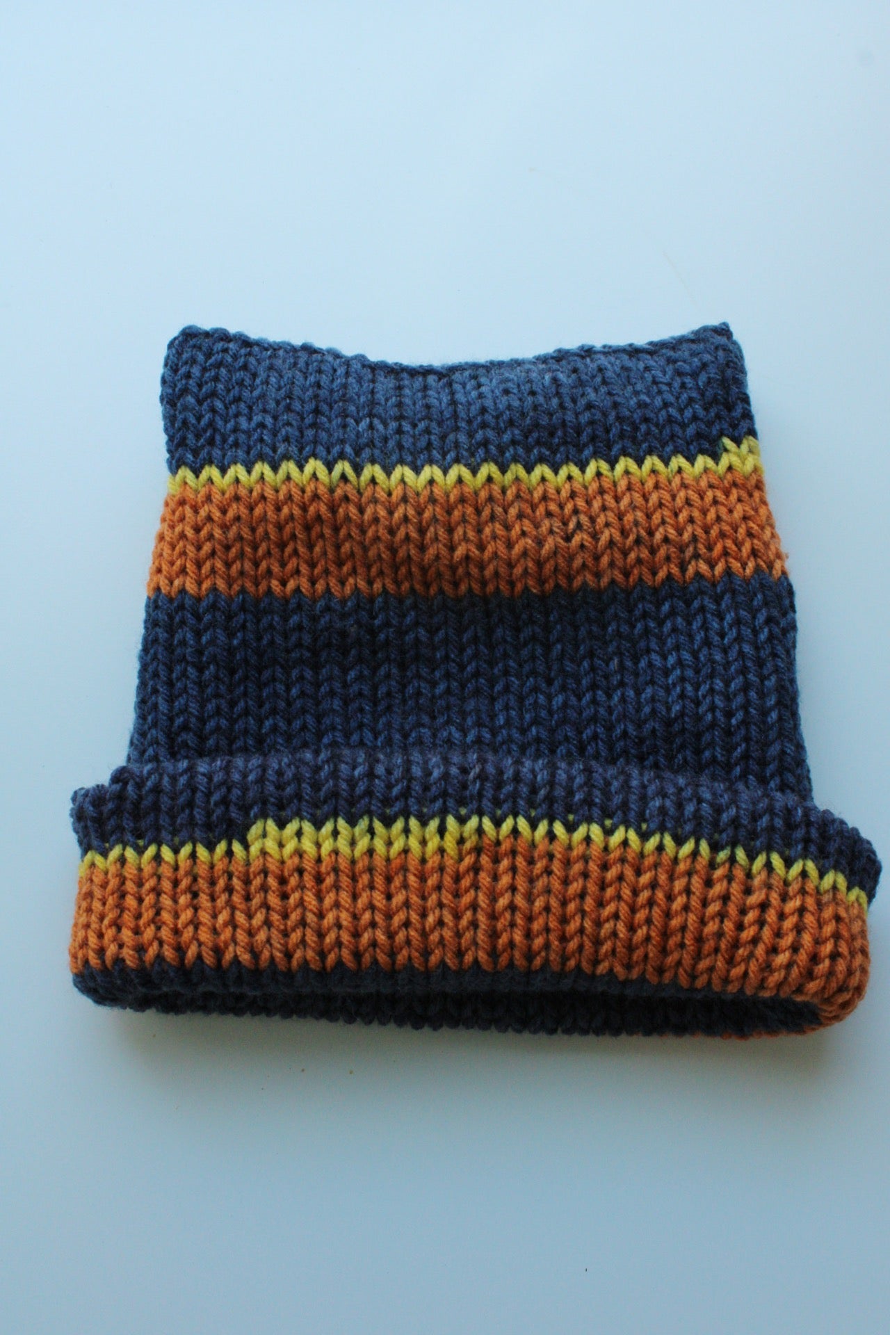 Handmade Knitted Winter Beanie – Cozy & Warm Striped Design