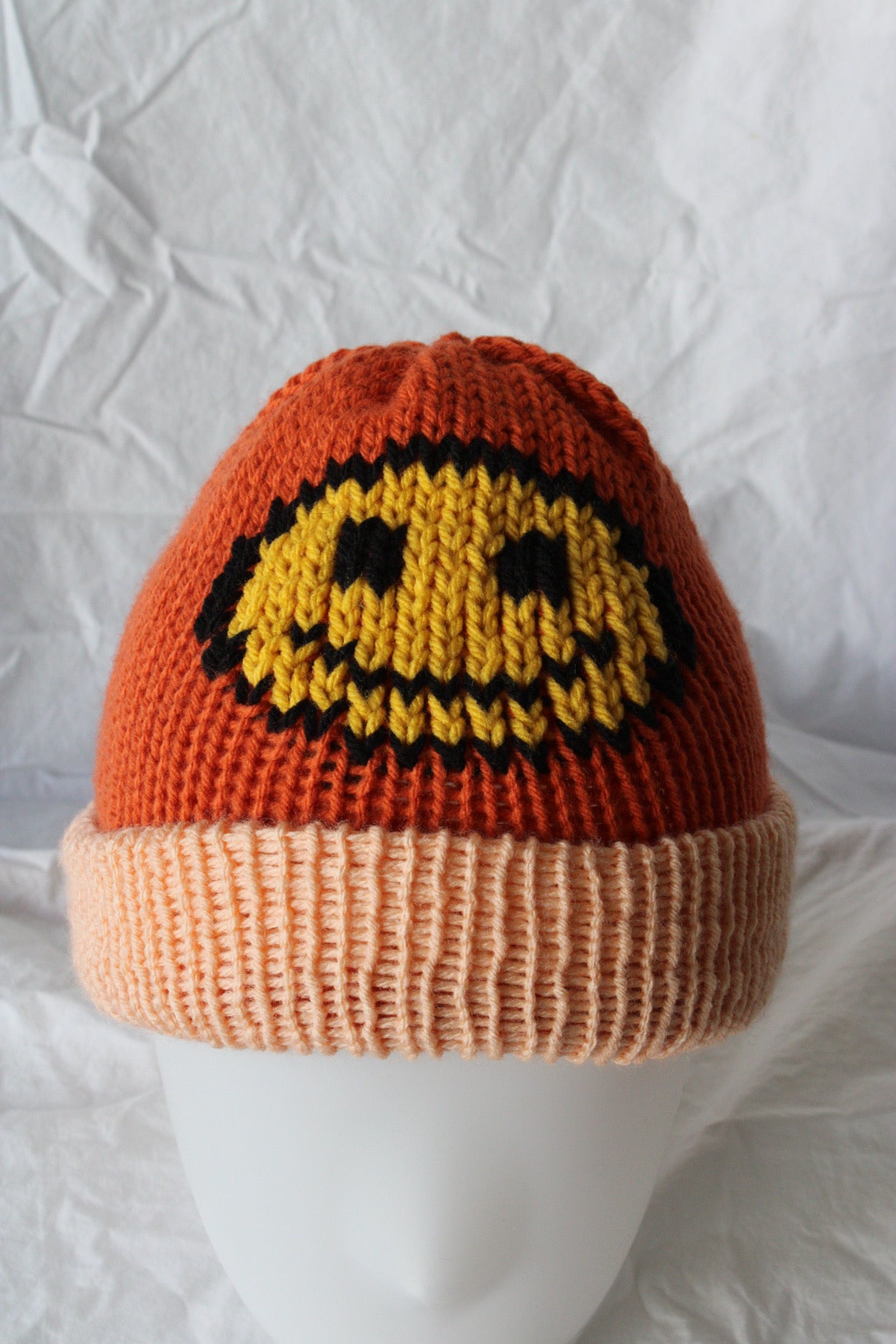 🙂 Smiley Face Knit Beanie – Handmade & One of a Kind