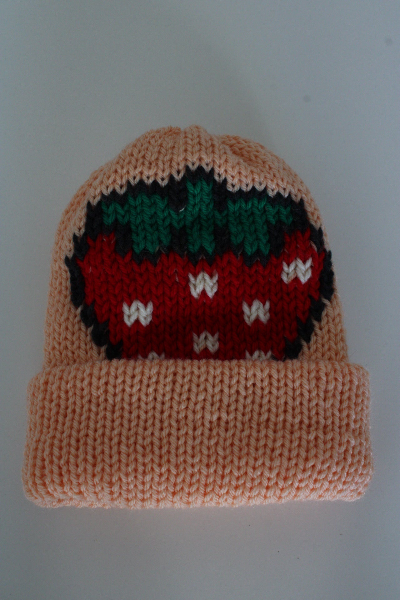 🍓 Strawberry Knit Beanie – Handmade & One of a Kind