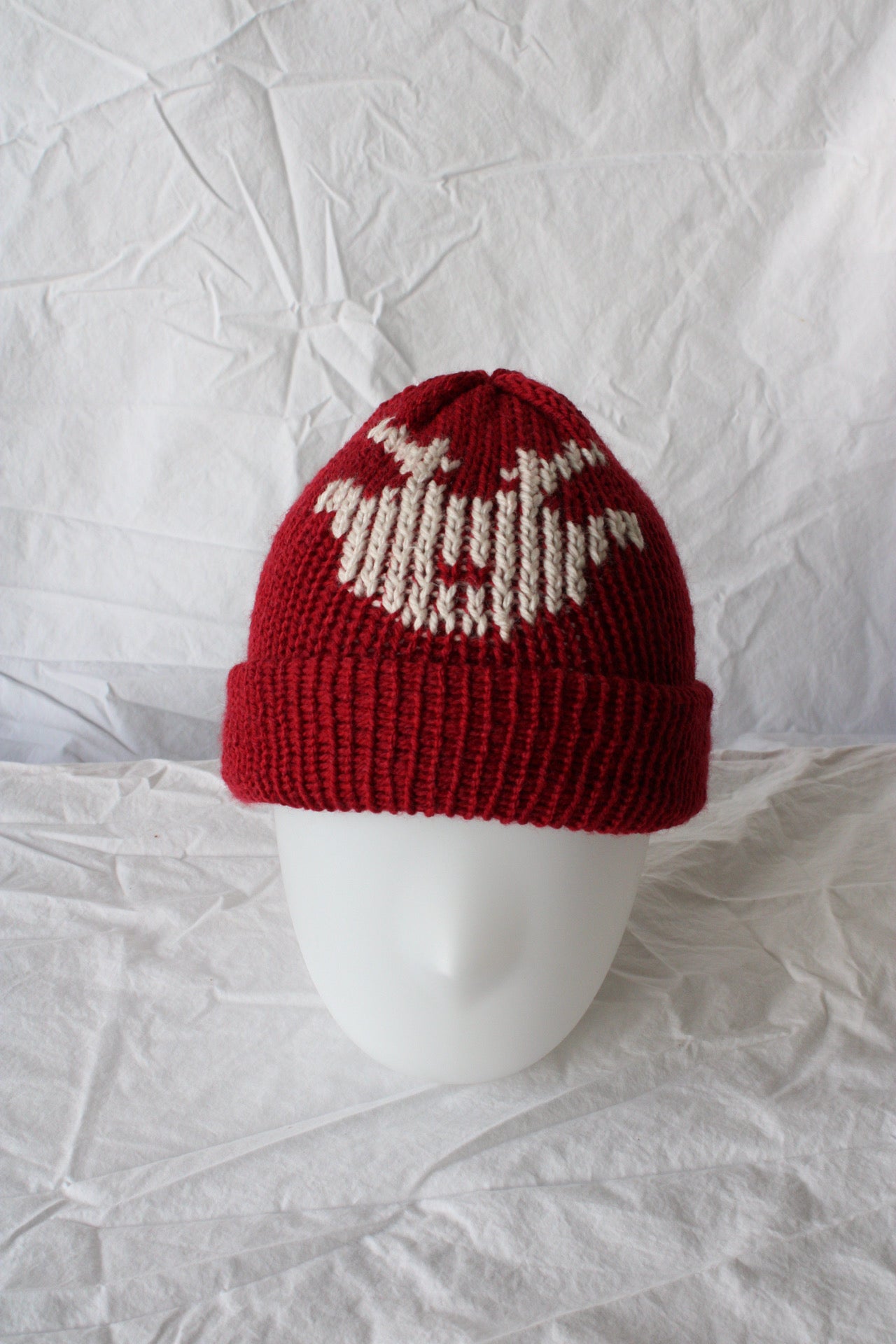 🎄Reindeer Knit Beanie – Handmade & One of a Kind