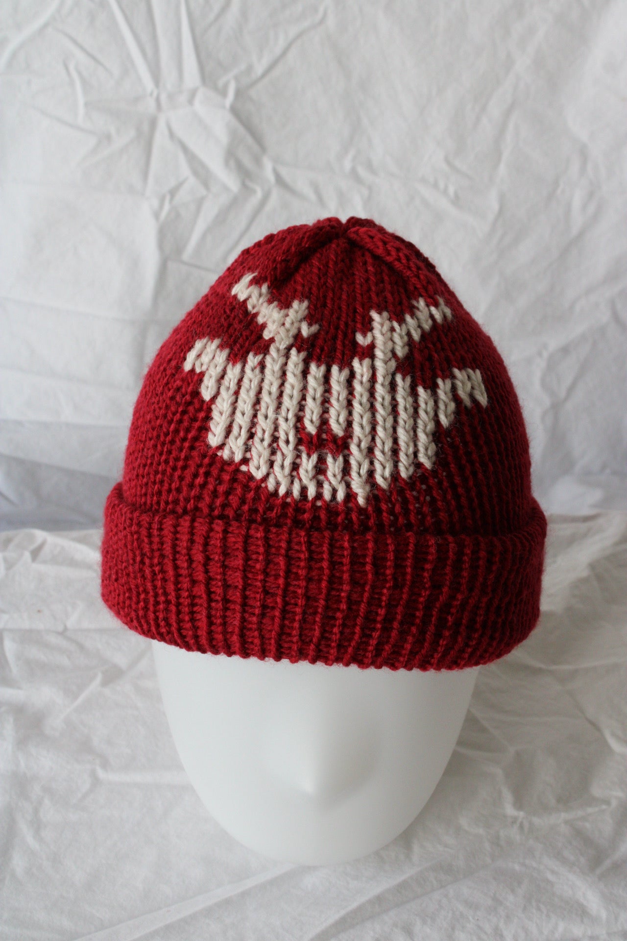 🎄Reindeer Knit Beanie – Handmade & One of a Kind