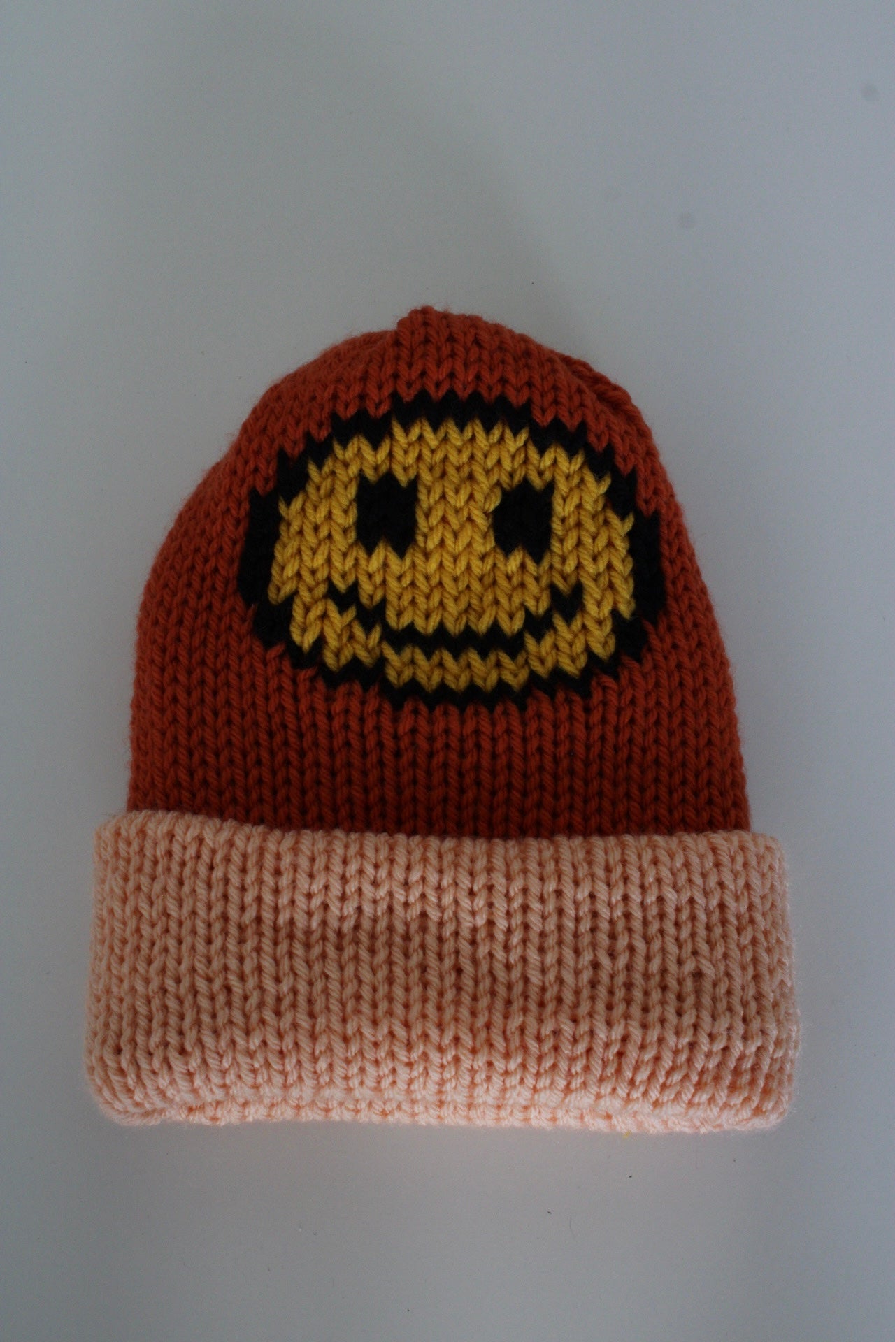 🙂 Smiley Face Knit Beanie – Handmade & One of a Kind