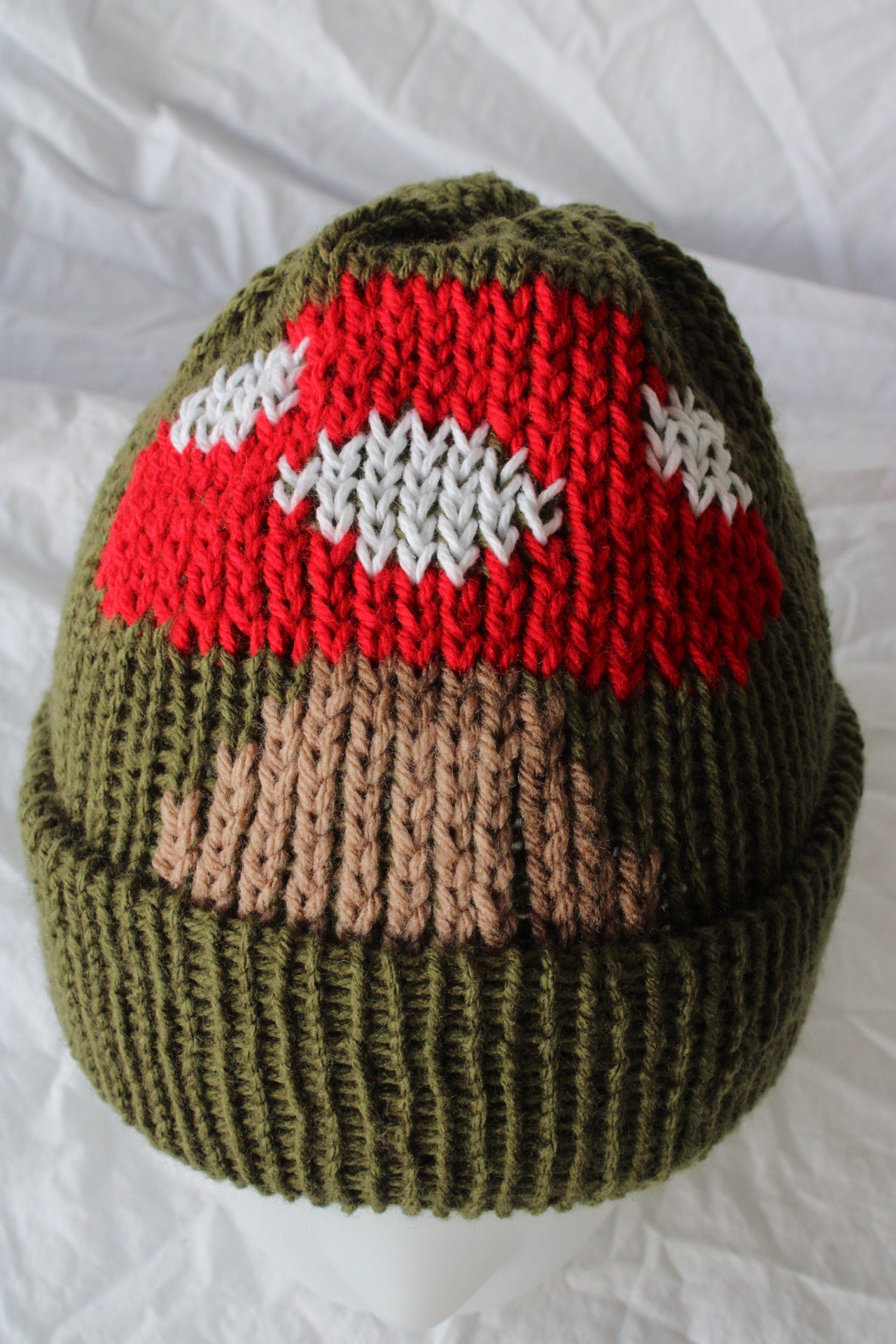 🍄 Mushroom Knit Beanie – Handmade & One of a Kind