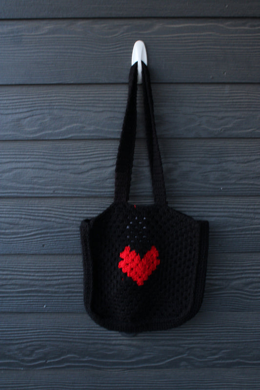 🖤❤️ Handmade Crochet Heart Tote Bag ❤️🖤